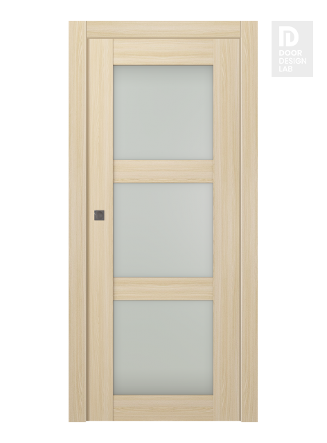 Avon 3 Lite Vetro Loire Ash Modern Interior Pocket Door by Belldinni