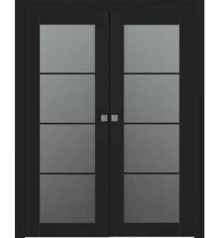 Avon 4 Lite Vetro Black Matte Double pocket doors