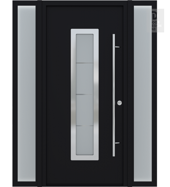 MODERN FRONT STEEL DOOR ARGOS BLACK/WHITE 61 1/16" X 81 11/16" LHI + SIDELITE LEFT/RIGHT