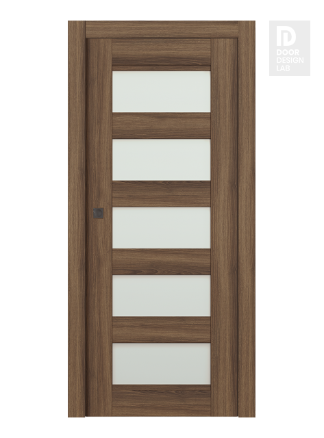 Avon 07-07 Vetro Pecan Nutwood Modern Interior Pocket Door by Belldinni