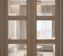 Avon 3 Lite Clear Vetro Pecan Nutwood Modern Interior Double Pocket Doors by Belldinni