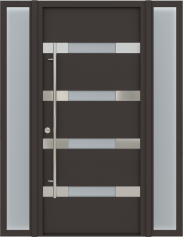 MODERN FRONT STEEL DOOR WITH SIDELITES "AURA" BROWN/WHITE 61 1/16" X 81 11/16" RHI