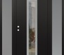 Modern Steel Front Door DIAMOND A1 68" X 80" BLACK/BLACK CLEAR GLASS PANEL STAINLESS STEEL RHI WITH 2 SIDELITES FROSTED GLASS