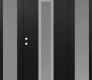 Modern Steel Front Door DIAMOND A1 64" X 80" BLACK/WHITE FROSTED GLASS PANEL STAINLESS STEEL RHI WITH 2 SIDELITES FROSTED GLASS