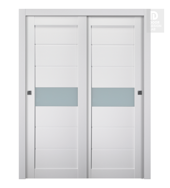 Edna Vetro Bianco Noble Modern Interior Bypass Doors by Belldinni