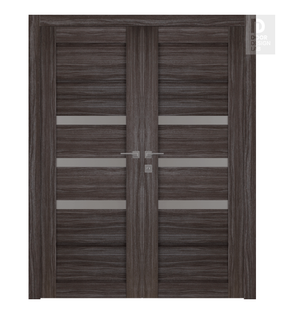 Rita Vetro Gray Oak Modern Interior Double Swing Doors by Belldinni