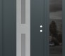 Modern Steel Front Door DIAMOND A6 50" X 80" ANTHRACITE/ANTHRACITE FROSTED GLASS PANEL STAINLESS STEEL LHI WITH SIDELITE MIRRORED GLASS