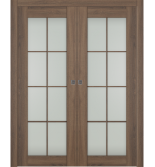Avon 8 Lite Vetro Pecan Nutwood Double pocket doors