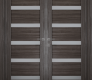 Leora Vetro Gray Oak Modern Interior Double Swing Doors by Belldinni