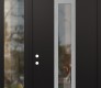 Modern Steel Front Door DIAMOND A1 48" X 96" BLACK/BLACK CLEAR GLASS PANEL STAINLESS STEEL RHI WITH SIDELITE AND TRANSOM CLEAR GLASS