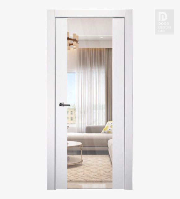 Smart Pro H3g Clear Vetro Polar White Modern Interior Door by Belldinni
