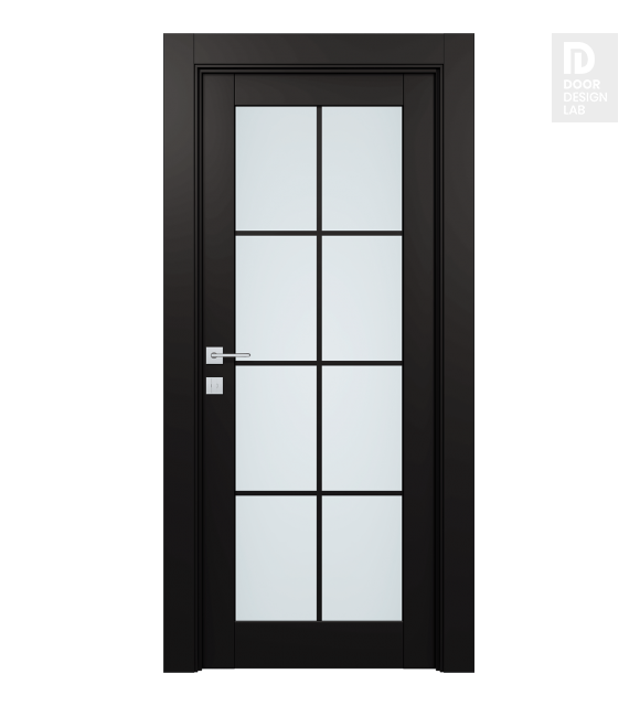 Avon 8 Lite Vetro Black Matte Modern Interior Door by Belldinni