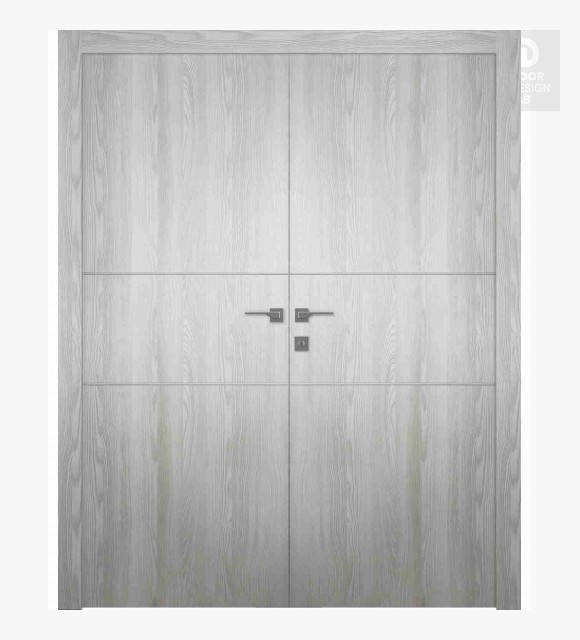 Optima 2H Ribeira Ash Modern Interior Double Swing Doors by Belldinni