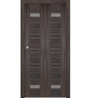 Perla Vetro Gray Oak Bi-folding doors