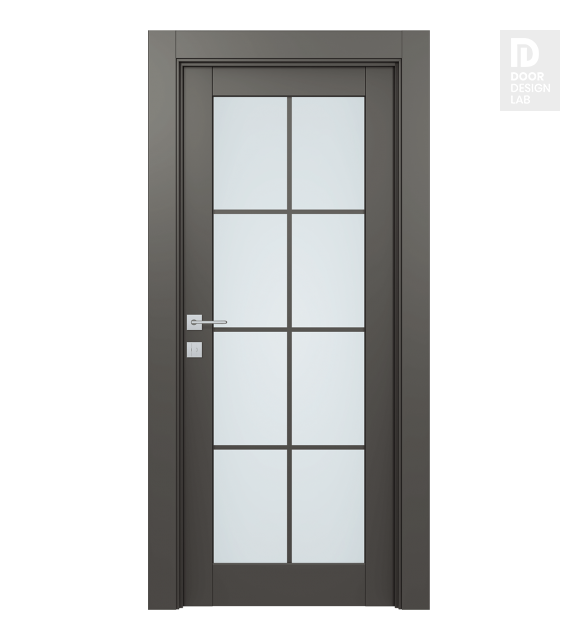 Avon 8 Lite Vetro Gray Matte Modern Interior Door by Belldinni