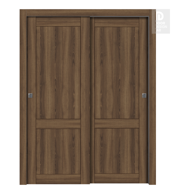 Shaker 2 Panel Pecan Nutwood Modern Interior Bypass Doors by Belldinni