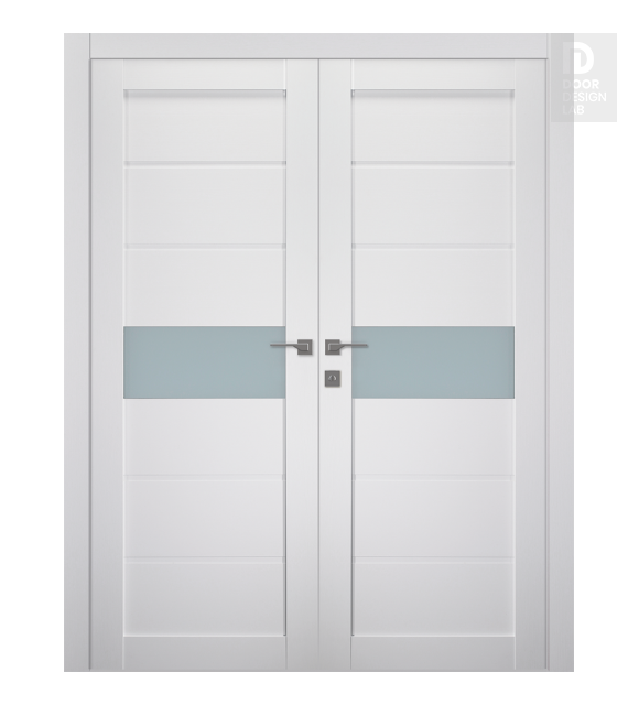 Edna Vetro Bianco Noble Modern Interior Double Swing Doors by Belldinni