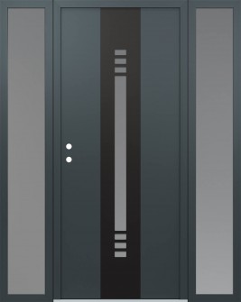 DIAMOND A5 68" X 80" ANTHRACITE/ANTHRACITE FROSTED GLASS PANEL BLACK RHI WITH 2 SIDELITES FROSTED GLASS