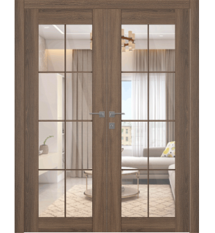 Avon 8 Lite Clear Vetro Pecan Nutwood Double doors
