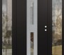 Modern Steel Front Door DIAMOND A6 64" X 80" BLACK/BLACK CLEAR GLASS PANEL STAINLESS STEEL LHI WITH 2 SIDELITES CLEAR GLASS