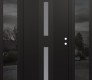 Modern Steel Front Door DIAMOND A6 60" X 80" BLACK/WHITE FROSTED GLASS PANEL BLACK LHI WITH 2 SIDELITES MIRRORED GLASS