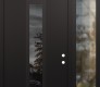 Modern Steel Front Door DIAMOND A1 50" X 96" BLACK/BLACK MIRRORED GLASS PANEL BLACK LHI WITH SIDELITE AND TRANSOM CLEAR GLASS