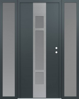 DIAMOND A9 68" X 80" ANTHRACITE/ANTHRACITE FROSTED GLASS PANEL STAINLESS STEEL LHI WITH 2 SIDELITES FROSTED GLASS