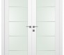Smart Pro H3g 4H Vetro Polar White Modern Interior Double Swing Doors by Belldinni