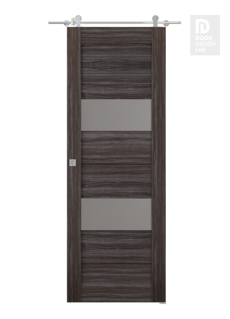 Berta Vetro Gray Oak Modern Interior Barn Door by Belldinni