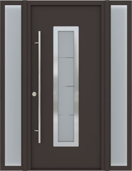 MODERN FRONT STEEL DOOR WITH SIDELITES ARGOS BROWN/WHITE 61 1/16" X 81 11/16" RHI