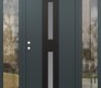 Modern Steel Front Door DIAMOND A6 60" X 80" ANTHRACITE/ANTHRACITE FROSTED GLASS PANEL BLACK RHI WITH 2 SIDELITES CLEAR GLASS