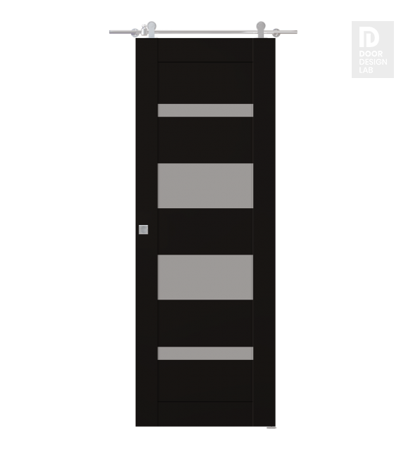 Mirella Vetro Black Matte Modern Interior Barn Door by Belldinni