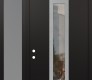 Modern Steel Front Door DIAMOND A1 50" X 96" BLACK/BLACK CLEAR GLASS PANEL STAINLESS STEEL RHI WITH SIDELITE AND TRANSOM FROSTED GLASS