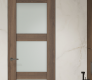 Avon 3 Lite Vetro Pecan Nutwood Modern Interior Frameless Door by Belldinni