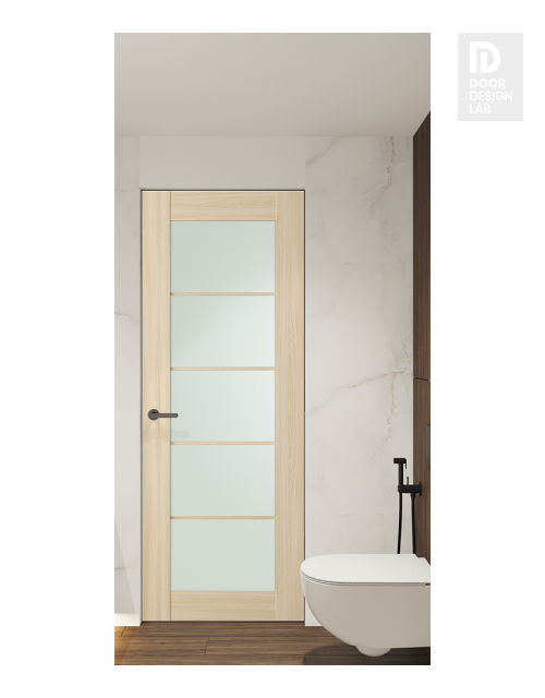 Avon 5 Lite Vetro Loire Ash Modern Interior Frameless Door by Belldinni