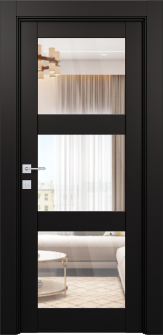 Avon 3 Lite Clear Vetro Black Matte Single Doors