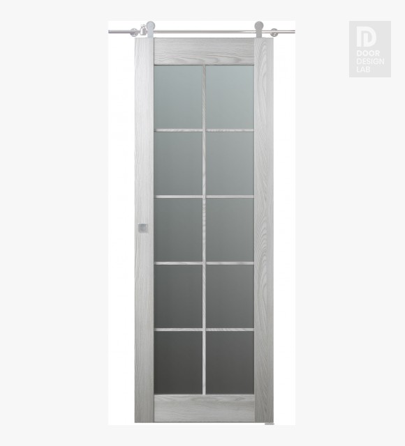 Avon 10 Lite Vetro Ribeira Ash Modern Interior Barn Door by Belldinni