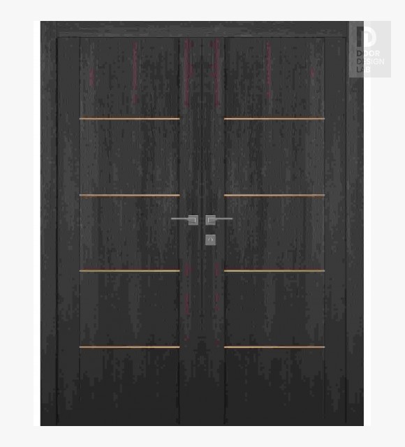 Avon 01 4H Gold Veralinga Oak Modern Interior Double Swing Doors by Belldinni
