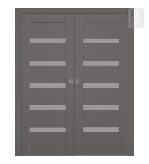 Avon 07-04 Vetro Gray Matte Modern Interior Double Pocket Doors by Belldinni