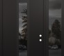 Modern Steel Front Door DIAMOND A1 52" X 96" BLACK/BLACK MIRRORED GLASS PANEL BLACK LHI WITH SIDELITE AND TRANSOM MIRRORED GLASS