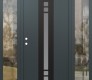 Modern Steel Front Door DIAMOND A4 64" X 80" ANTHRACITE/ANTHRACITE FROSTED GLASS PANEL BLACK RHI WITH 2 SIDELITES CLEAR GLASS
