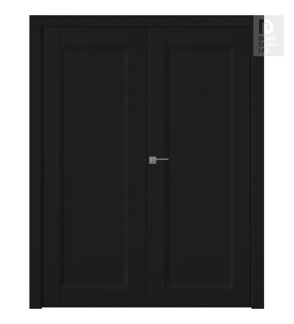 Oxford Uno 07 Black Matte Modern Interior Double Swing Doors by Belldinni