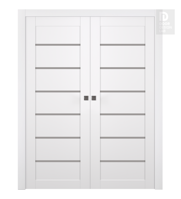 Alba Snow White Modern Interior Double Pocket Doors by Belldinni