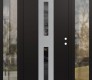 Modern Steel Front Door DIAMOND A6 64" X 80" BLACK/BLACK MIRRORED GLASS PANEL STAINLESS STEEL LHI WITH 2 SIDELITES CLEAR GLASS
