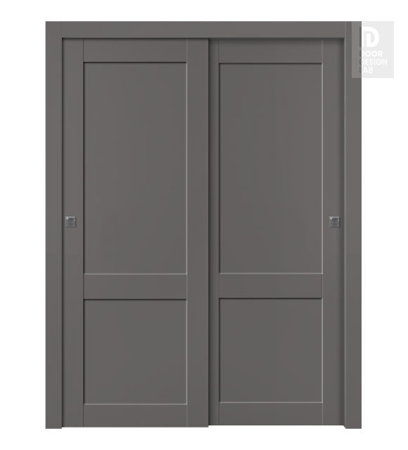Shaker 2 Panel Gray Matte Modern Interior Bypass Doors by Belldinni