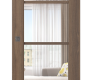 Avon 4 Lite Clear Vetro Pecan Nutwood Modern Interior Barn Door by Belldinni