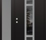 Modern Steel Front Door DIAMOND A9 52" X 80" BLACK/BLACK MIRRORED GLASS PANEL STAINLESS STEEL RHI WITH SIDELITE FROSTED GLASS
