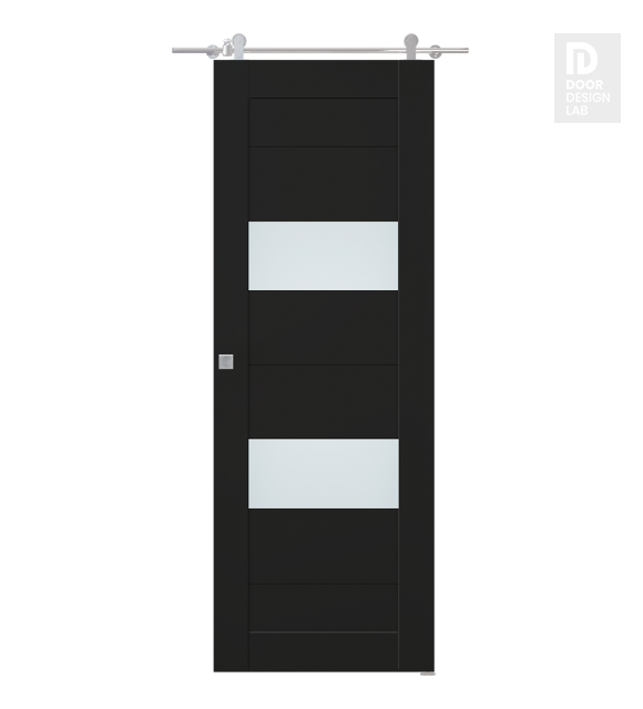 Berta Vetro Black Matte Modern Interior Barn Door by Belldinni
