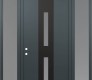 Modern Steel Front Door DIAMOND A6 64" X 96" ANTHRACITE/ANTHRACITE FROSTED GLASS PANEL BLACK RHI WITH 2 SIDELITES AND TRANSOM FROSTED GLASS