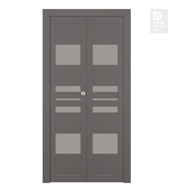 Romi Vetro Gray Matte Modern Interior Bifold Doors by Belldinni